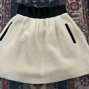 Thread Social beige and black high rise knee length skirt